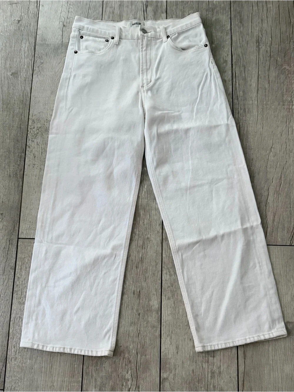 AGOLDE Ren High Rise Wide Leg Jeans White Denim Size 29 NWOT - Picture 5 of 11